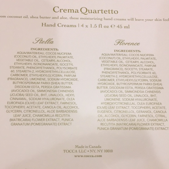 Tocca Crema Quartetto Scented Luxury Hand Cream Set of Four 4x1.5oz NWT Canada - Picture 14 of 16